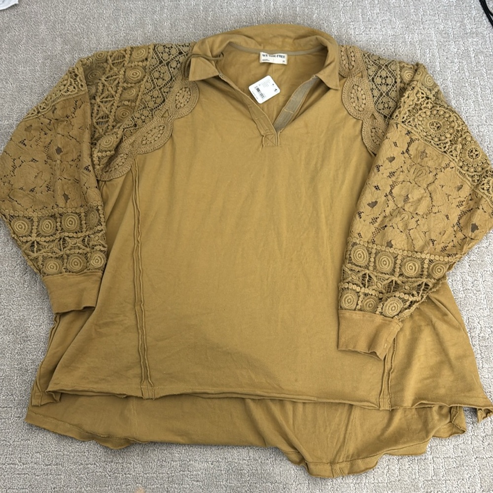 NEW NWT We The Free Olivia Tunic antelope brown long sleeve collared pullover - Picture 5 of 11